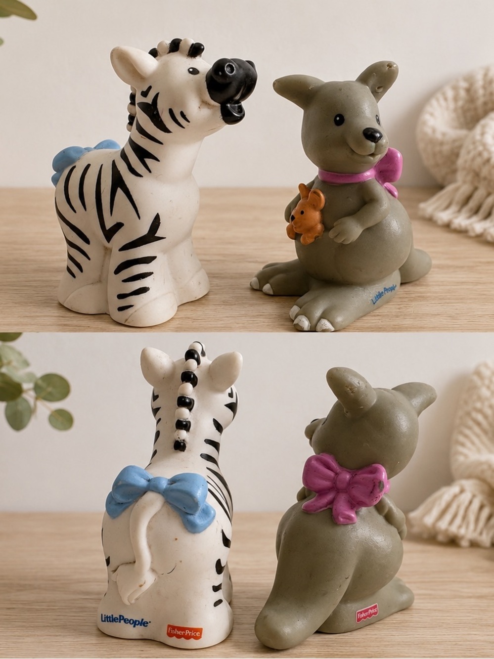 Little People Zebra & Kangaroo Animal Pair with Bows Fisher-Price